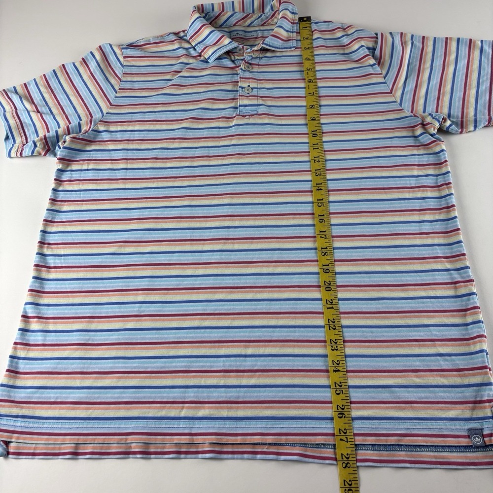 Peter Millar Men's Larg Golf Polo Shirt Pastel Rainbow Striped Pima Cotton Soft - Picture 7 of 8
